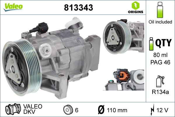 Valeo 813343 - Kompressori, ilmastointilaite inparts.fi