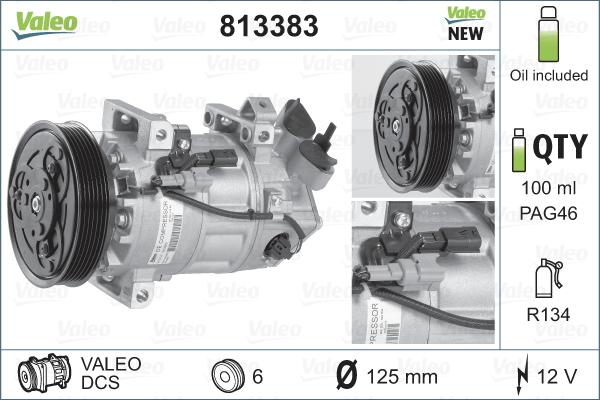 Valeo 813383 - Kompressori, ilmastointilaite inparts.fi