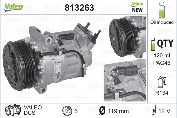 Valeo 813263 - Kompressori, ilmastointilaite inparts.fi