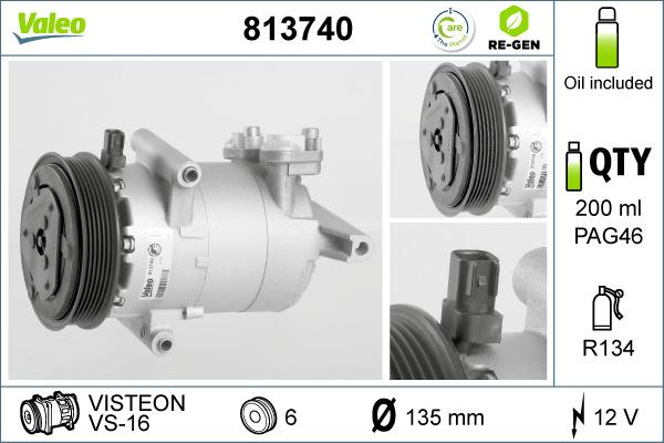 Valeo 813740 - Kompressori, ilmastointilaite inparts.fi