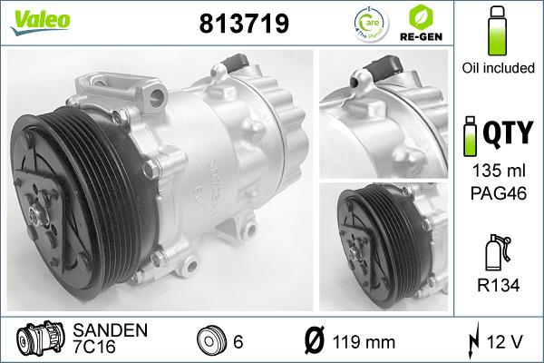 Valeo 813719 - Kompressori, ilmastointilaite inparts.fi