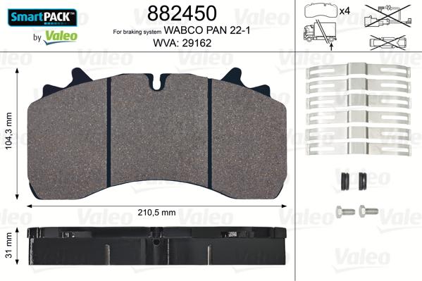 Valeo 882450 - Jarrupala, levyjarru inparts.fi