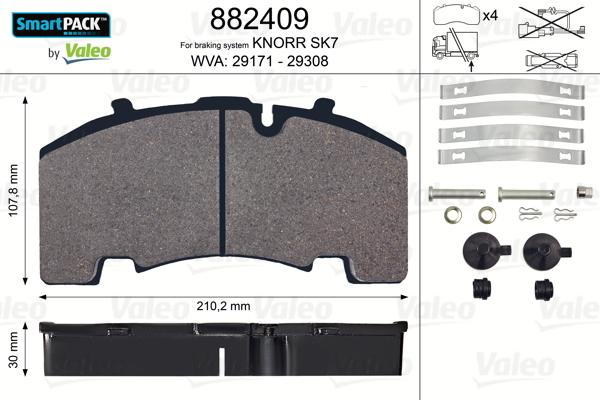 Valeo 882409 - Jarrupala, levyjarru inparts.fi