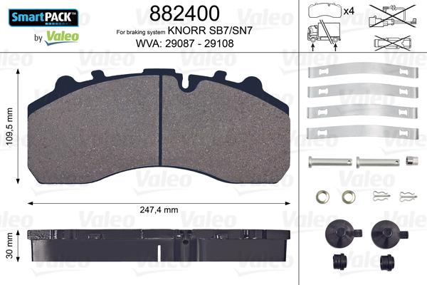 Valeo 882400 - Jarrupala, levyjarru inparts.fi