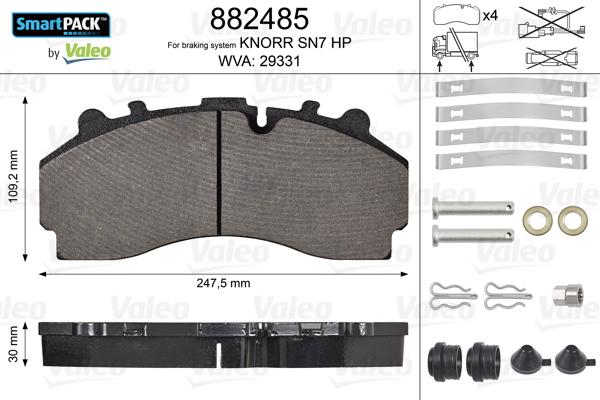 Valeo 882485 - Jarrupala, levyjarru inparts.fi