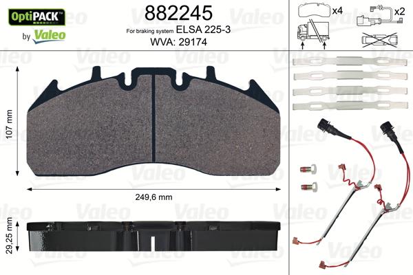 Valeo 882245 - Jarrupala, levyjarru inparts.fi