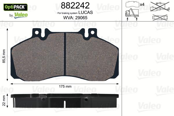 Valeo 882242 - Jarrupala, levyjarru inparts.fi