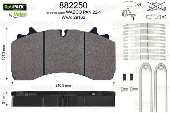 Valeo 882250 - Jarrupala, levyjarru inparts.fi