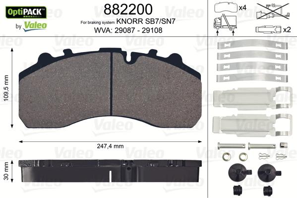 Valeo 882200 - Jarrupala, levyjarru inparts.fi