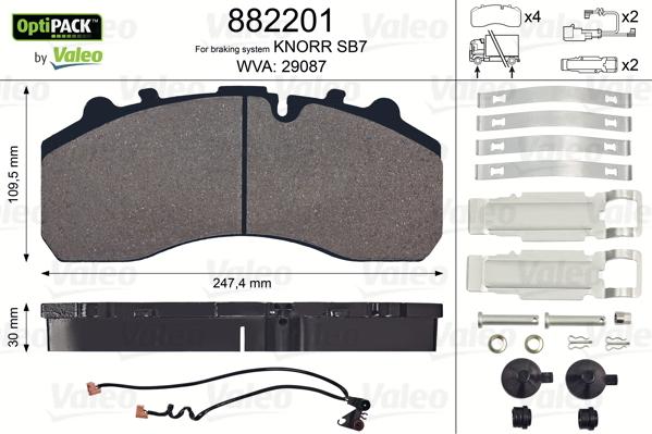 Valeo 882201 - Jarrupala, levyjarru inparts.fi