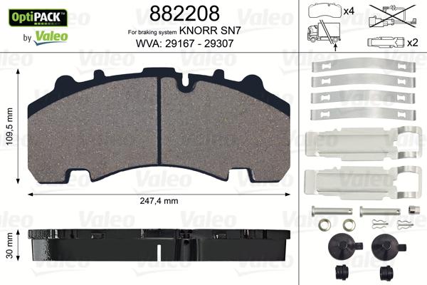 Valeo 882208 - Jarrupala, levyjarru inparts.fi