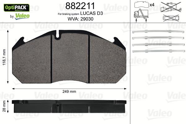 Valeo 882211 - Jarrupala, levyjarru inparts.fi