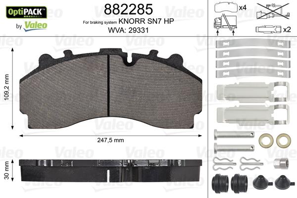 Valeo 882285 - Jarrupala, levyjarru inparts.fi