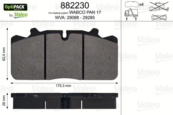 Valeo 882230 - Jarrupala, levyjarru inparts.fi