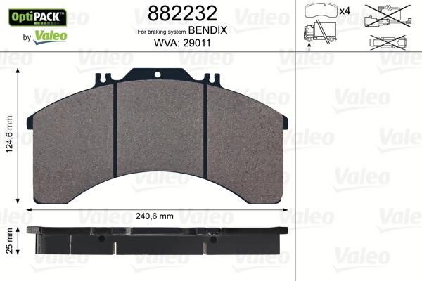 Valeo 882232 - Jarrupala, levyjarru inparts.fi