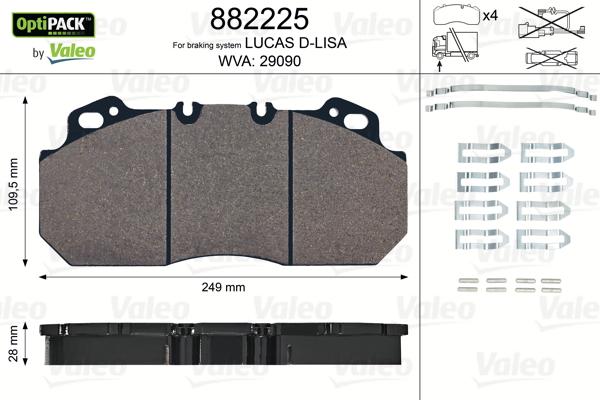 Valeo 882225 - Jarrupala, levyjarru inparts.fi