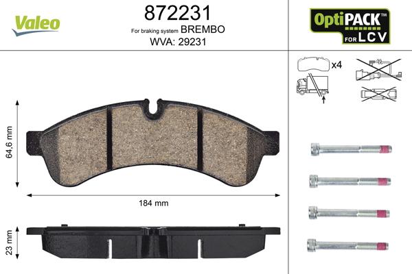 Valeo 872231 - Jarrupala, levyjarru inparts.fi