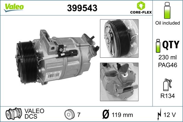 Valeo 399543 - Kompressori, ilmastointilaite inparts.fi