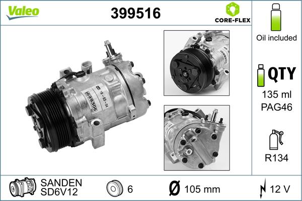 Valeo 399516 - Kompressori, ilmastointilaite inparts.fi