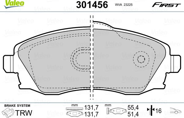 Valeo 301456 - Jarrupala, levyjarru inparts.fi