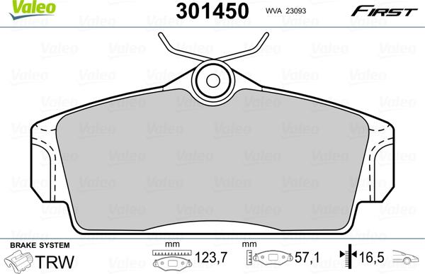 Valeo 301450 - Jarrupala, levyjarru inparts.fi