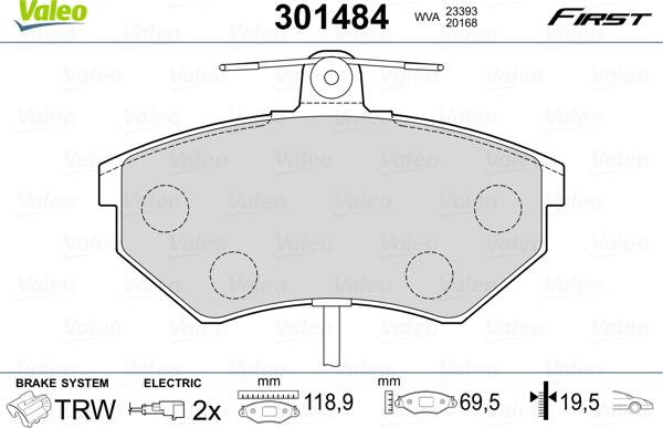 Valeo 301484 - Jarrupala, levyjarru inparts.fi