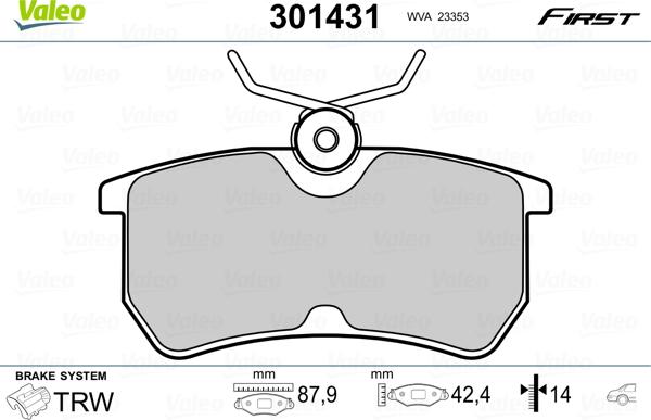 Valeo 301431 - Jarrupala, levyjarru inparts.fi