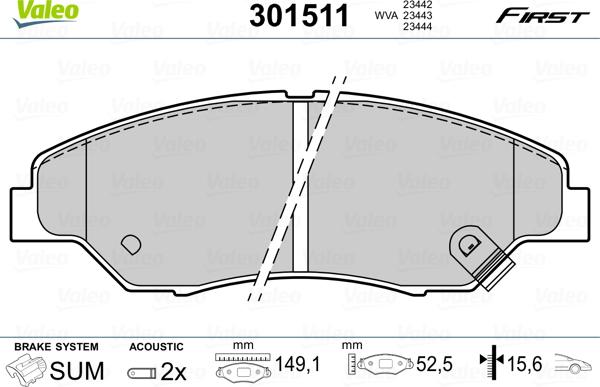 Valeo 301511 - Jarrupala, levyjarru inparts.fi