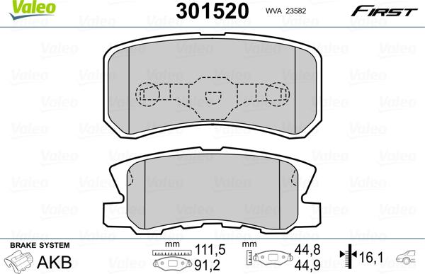 Valeo 301520 - Jarrupala, levyjarru inparts.fi