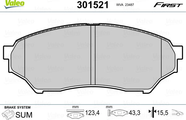 Valeo 301521 - Jarrupala, levyjarru inparts.fi