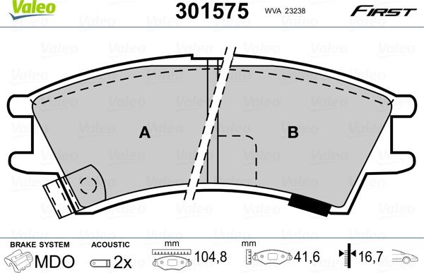 Valeo 301575 - Jarrupala, levyjarru inparts.fi