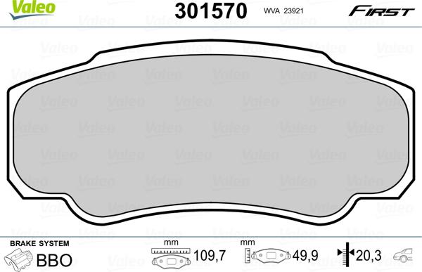 Valeo 301570 - Jarrupala, levyjarru inparts.fi