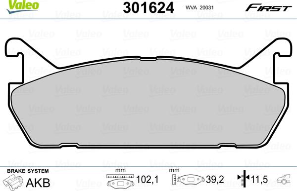 Valeo 301624 - Jarrupala, levyjarru inparts.fi