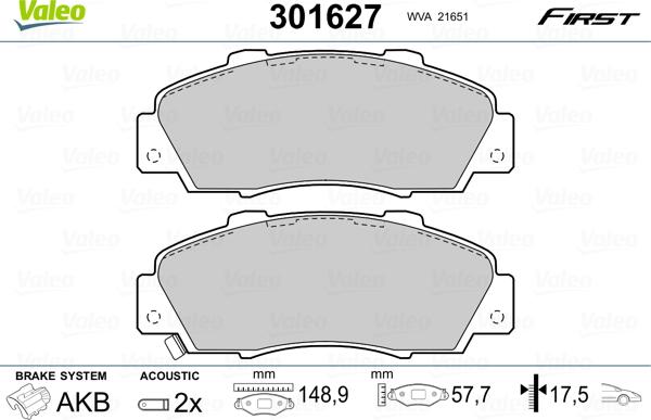 Valeo 301627 - Jarrupala, levyjarru inparts.fi