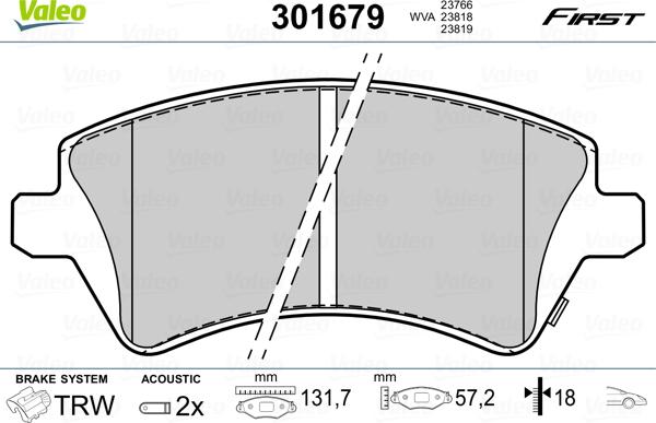 Valeo 301679 - Jarrupala, levyjarru inparts.fi