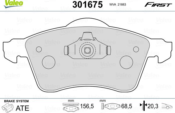 Valeo 301675 - Jarrupala, levyjarru inparts.fi