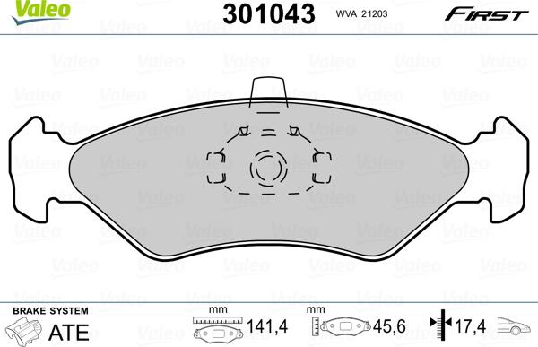 Valeo 301043 - Jarrupala, levyjarru inparts.fi