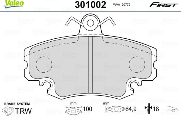 Valeo 301002 - Jarrupala, levyjarru inparts.fi