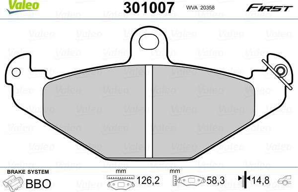 Valeo 301007 - Jarrupala, levyjarru inparts.fi