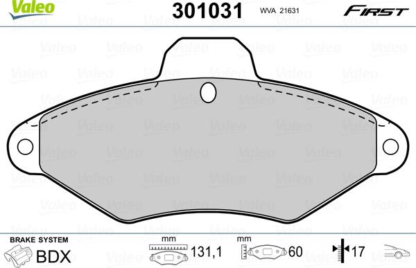 Valeo 301031 - Jarrupala, levyjarru inparts.fi