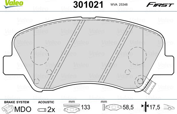 Valeo 301021 - Jarrupala, levyjarru inparts.fi