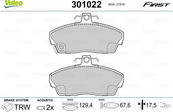 Valeo 301022 - Jarrupala, levyjarru inparts.fi