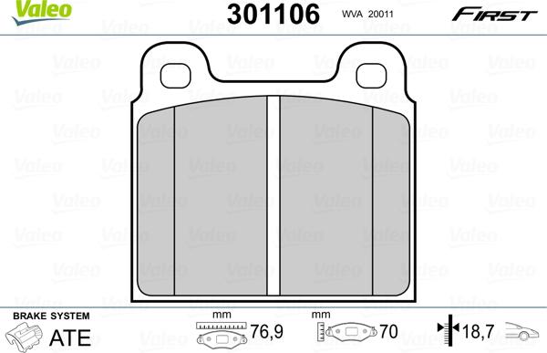 Valeo 301106 - Jarrupala, levyjarru inparts.fi