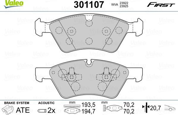 Valeo 301107 - Jarrupala, levyjarru inparts.fi