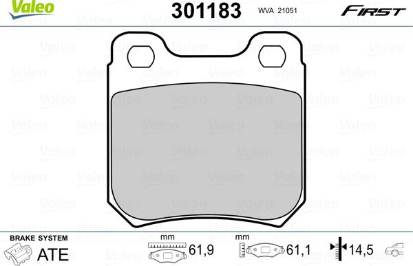 Valeo 301183 - Jarrupala, levyjarru inparts.fi