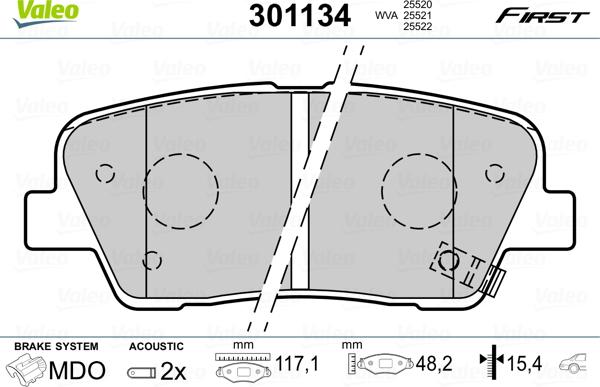 Valeo 301134 - Jarrupala, levyjarru inparts.fi