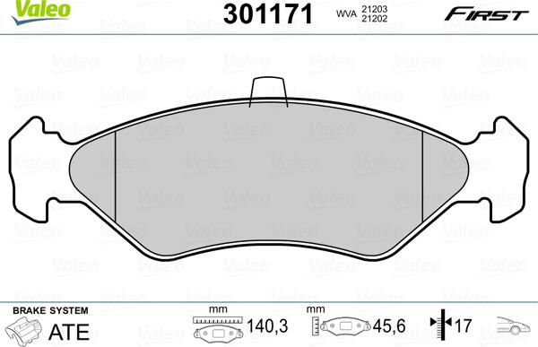 Valeo 301171 - Jarrupala, levyjarru inparts.fi