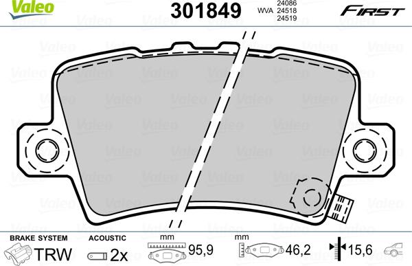 Valeo 301849 - Jarrupala, levyjarru inparts.fi