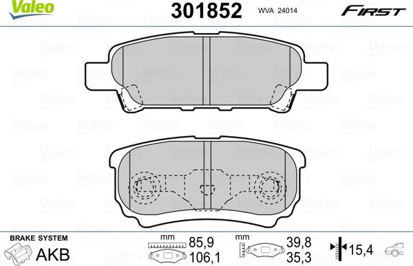 Valeo 301852 - Jarrupala, levyjarru inparts.fi