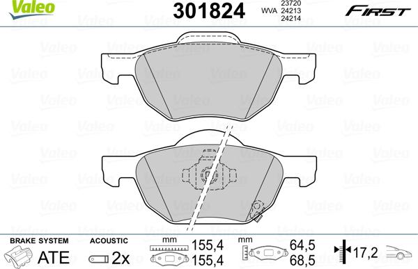 Valeo 301824 - Jarrupala, levyjarru inparts.fi